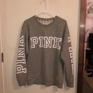 PINK Victoria’s Secret gray crew neck size small